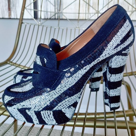 NIB $750 Viktor & Rolf runway zebra sequins shoes. IT 37 US 6 - Picture 9 of 10